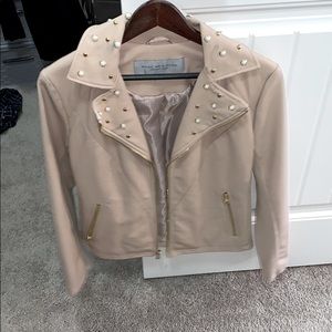 Marc New York pearl embellished leather jacket